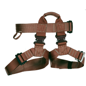 A brown 319 SPECIAL FORCES RAPPEL BELT with two straps and two buckles.