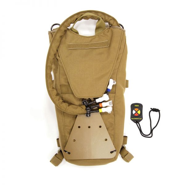 A backpack with the FEBSS HydraSim® 30 Day Demo Program attached to it.
