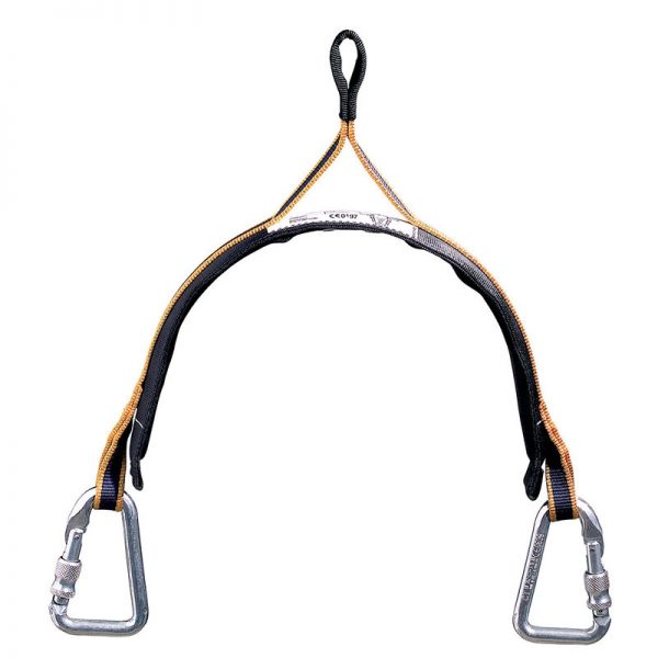 A Petzl LIFT Spreader for Harnesses with two hooks on it.