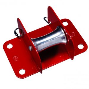 A red metal Edge Roller on a white background.
