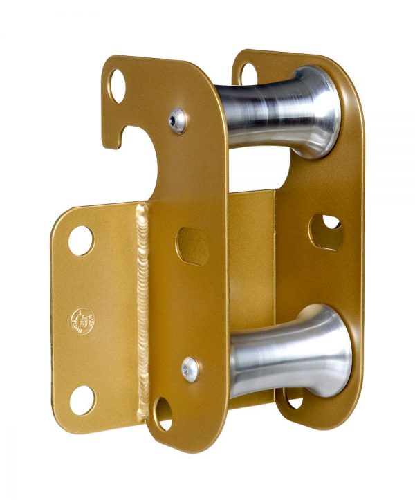 A Roof Roller latch with a metal plate on it.