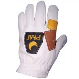 A white PMI® Lightweight Rappel glove with the word bwl on it.