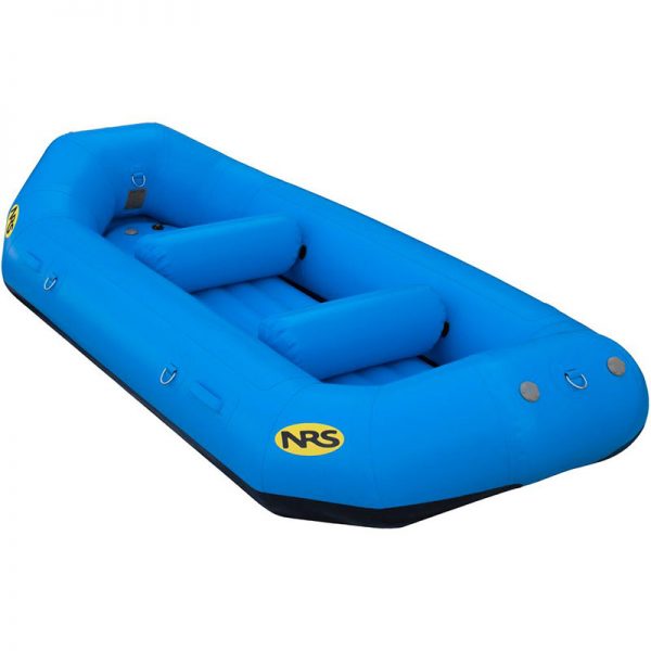 A NRS E-120D Self-Bailing Raft on a white background.