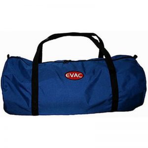 A blue LARGE DUFFEL BAG with the word evac on it.