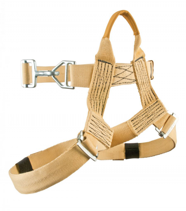 A FIRE ESCAPE HARNESS with a metal buckle.