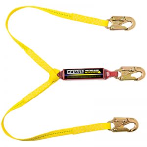 A pair of Model # SP1101LY6 - 100% Tie-off  - Soft-Pack Series sling lanyards with hooks.