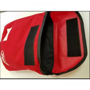 A red and black EP044 SCBA PAK with a zipper.