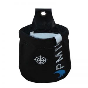 A black PMI® Duffel with a blue logo on it.