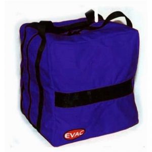 A blue WATER RESCUE PPE BAG with the word evc on it.