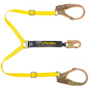 A pair of Model # SPX11LYTA6 safety lanyards with hooks.