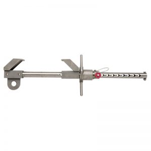 A Model # SBA-302 - Sliding Beam Anchor for 12" - 30" wide Beams - Beam Anchors with a handle attached to it.