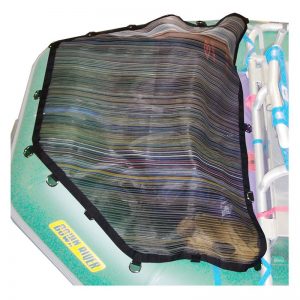 The back of a Down River Raft and Cataraft King Sling with a mesh cover on it.