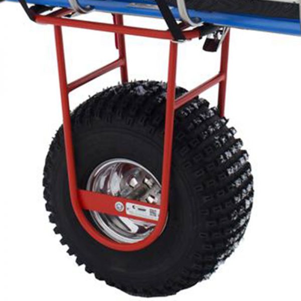 A wheeled cart with a Cascade Abrasion Guard attached to it.