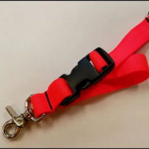A red EP225 MABAS TEAM BAG (MUTUAL AID BOX ALARM SYSTEMS) $86.99 dog leash with a black buckle.
