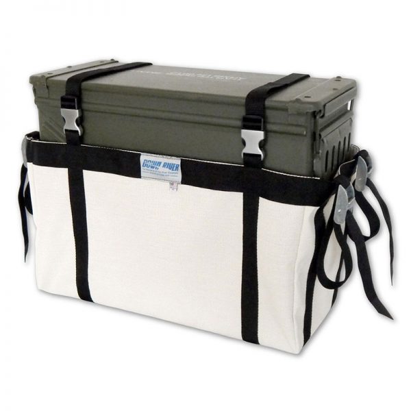 A white and black Down River Xtra Duty Rocket Box Sling with straps.
