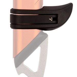 A knife with a black Kobah GripLock handle and a pink Kobah GripLock handle.