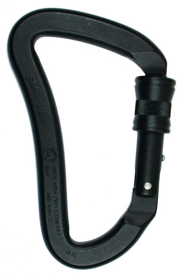 A CrossOver Screw Lock carabiner on a white background.