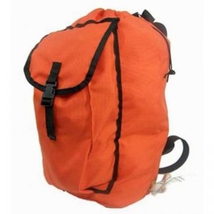 An orange EP405 - EXTRA-LARGE ROPE BAG with black straps.