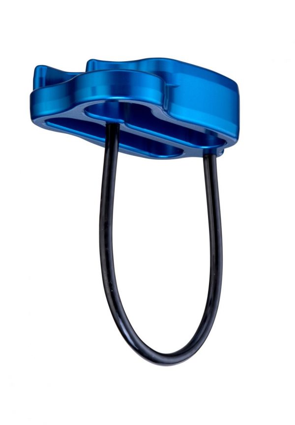 A Spire - Multi-pitch Belay & Rappel Device with a black handle.