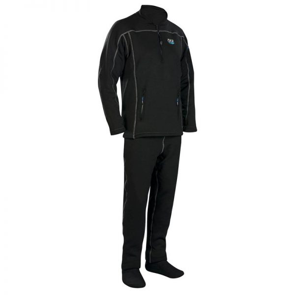 The DUOTHERM PROFESSIONAL PANTS is black with blue stripes.