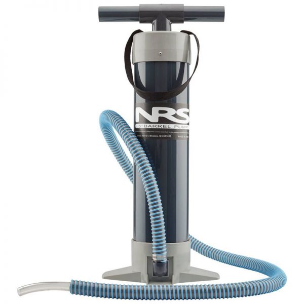 An NRS 5" Barrel Pump with a blue hose attached to it.