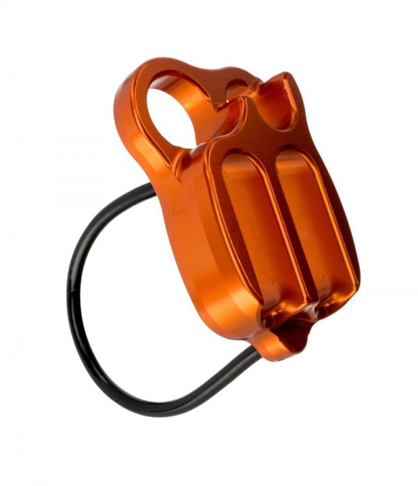 A Spire - Multi-pitch Belay & Rappel Device holder with a black ring on it.