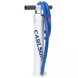 A blue and white Carlson 4" Hand Pump with the word carlson on it.