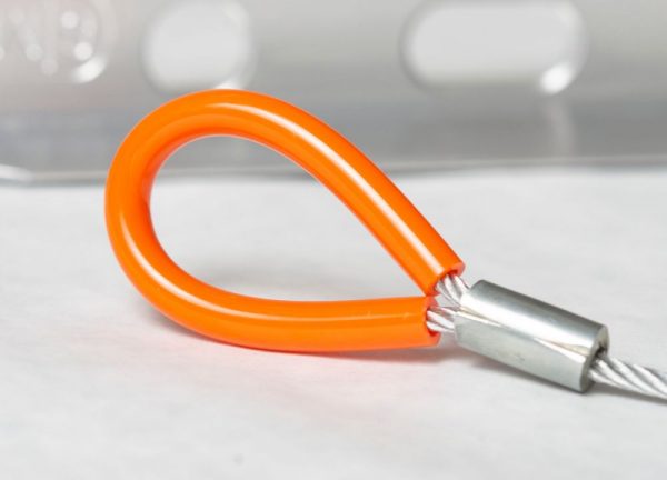 A Pro Picket cable shackle on a white surface.