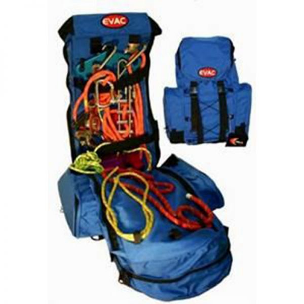 A PRE-RIG backpack with ropes and other equipment.
