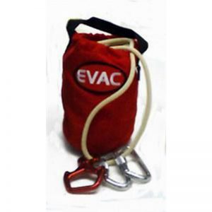 A red bag with an evac carabiner on it.