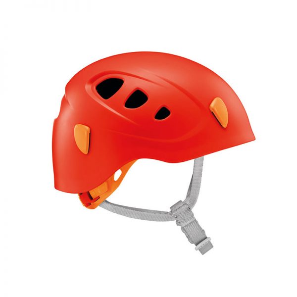 A red PICCHU helmet on a white background.