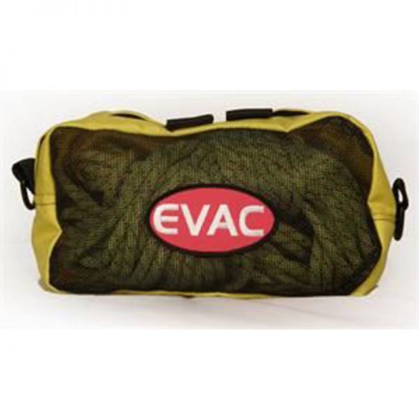 A green bag with the word evac on it.