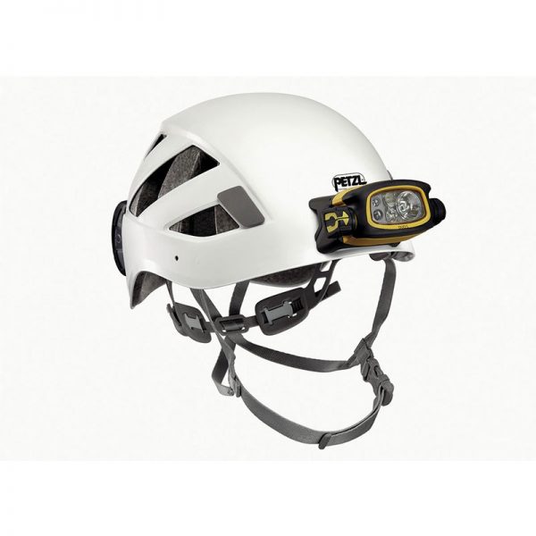 A BOREO® CAVING helmet with a light attached to it.