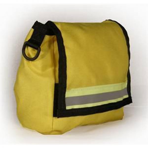 A yellow messenger bag on a white background.