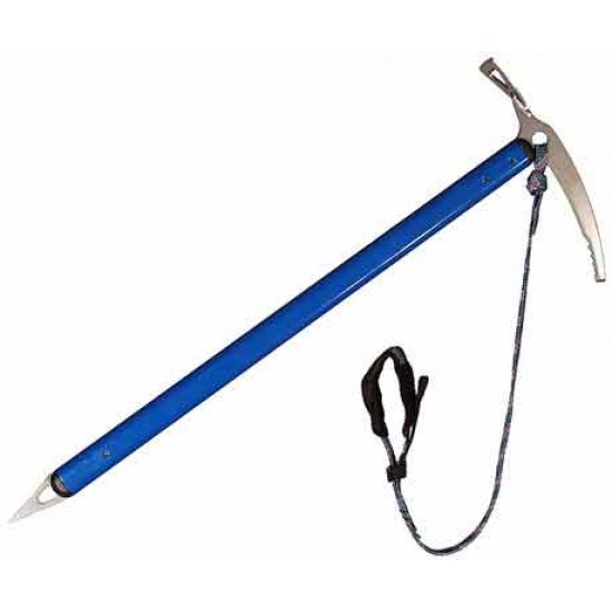 A blue 555 ICE AXE LEASH with a handle attached to it.