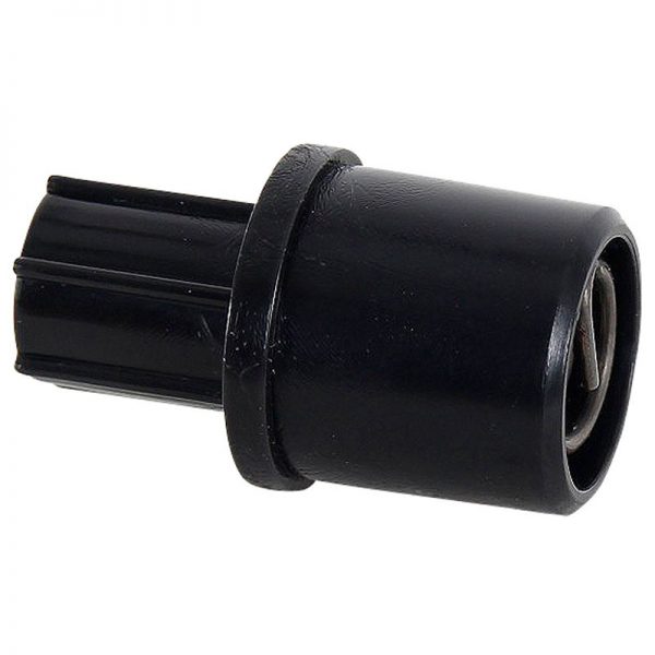 A black plastic connector with a NRS Pressure Gauge Adapter for Leafield Valves plug.