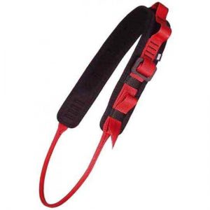 A red and black 515 ADJUSTABLE GEAR SLING with a buckle.