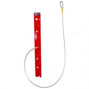 A red 1020 Yates Cable Picket with a hook attached to it.