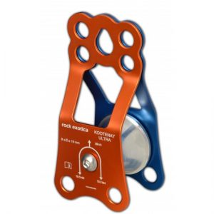 A blue and orange 6214 ROCK EXOTICA KOOTENAY PULLY carabiner on a white background.