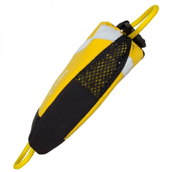 A yellow and black bag with a handle on it.