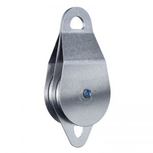 A 2" SMC/RA Double Stainless Steel Pulley on a white background.