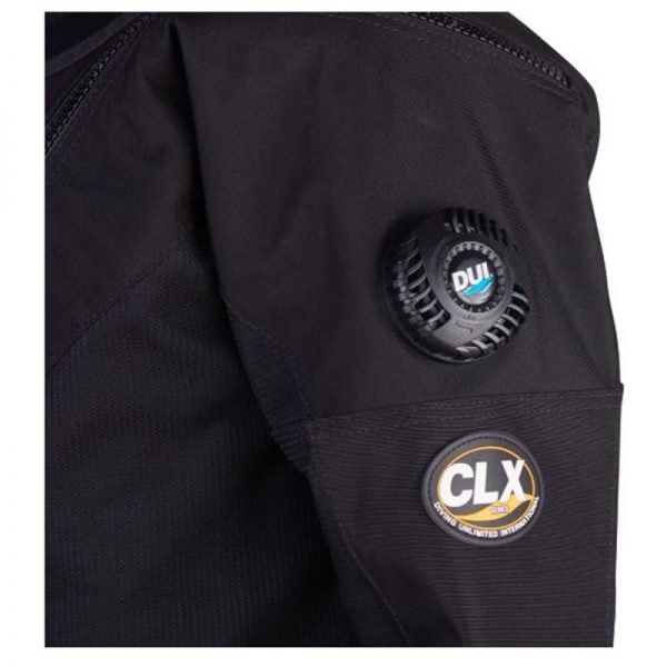A black jacket with the CF200X DRYSUIT logo on the back.