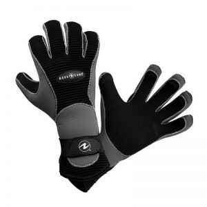 A pair of Aleutian K-Glove, 3mm diving gloves on a white background.