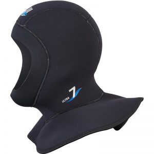 A black neoprene hood with a blue logo was replaced with CORDURA CARGO POCKET W/ZIPPER PULL.