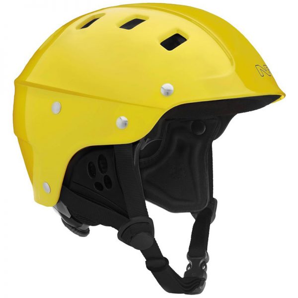 A yellow helmet on a white background.