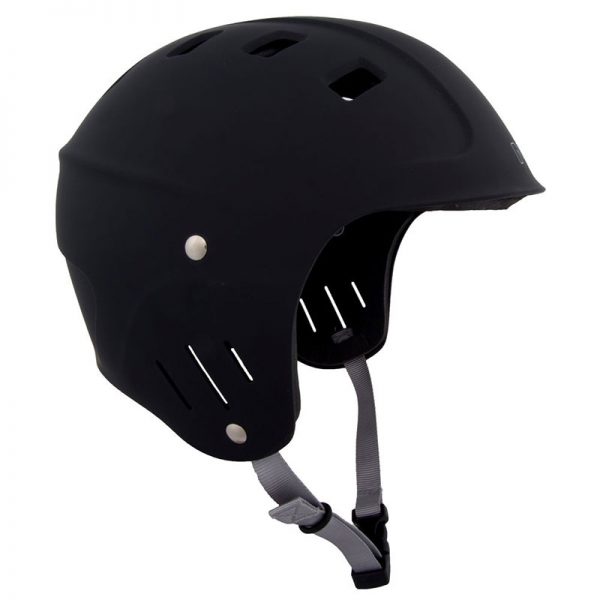 A black helmet on a white background.
