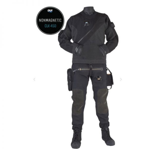 An AAOPS - AIR AMPHIBIOUS OPERATIONS SUIT - DRYSUIT in black neoprene with a logo on it.