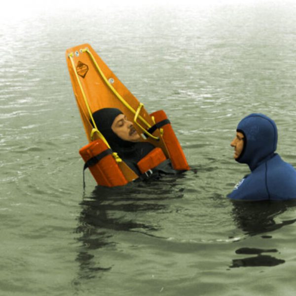 Two people in Ethafoam Float Logs (pair) in a body of water.