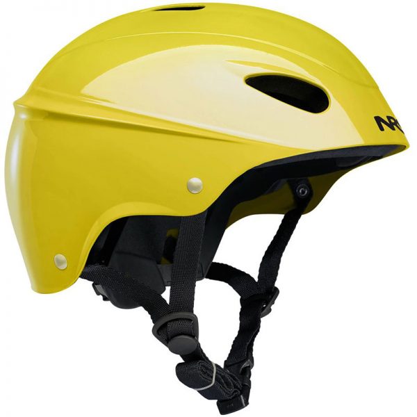 A yellow helmet on a white background.