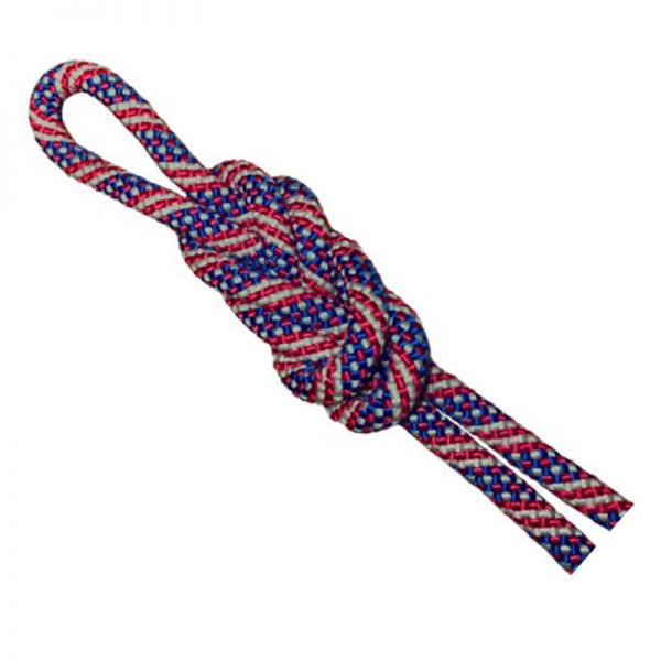 A 10 mm EZ Bend™ PMI® Hudson Classic Professional rope with a knot on it.